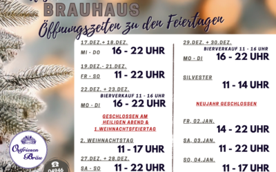 Öffnungszeiten über die Feiertage